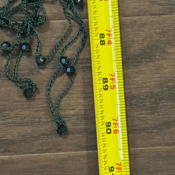 Sue Wong 100% Silk Scarf Dress Green Gold Sheer Shawl Hand Beaded Jewel Large #2 - Picture 12 of 14